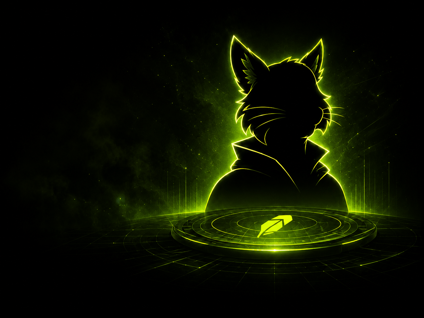 Hood Lynx silhouette on a glowing cross-chain platform